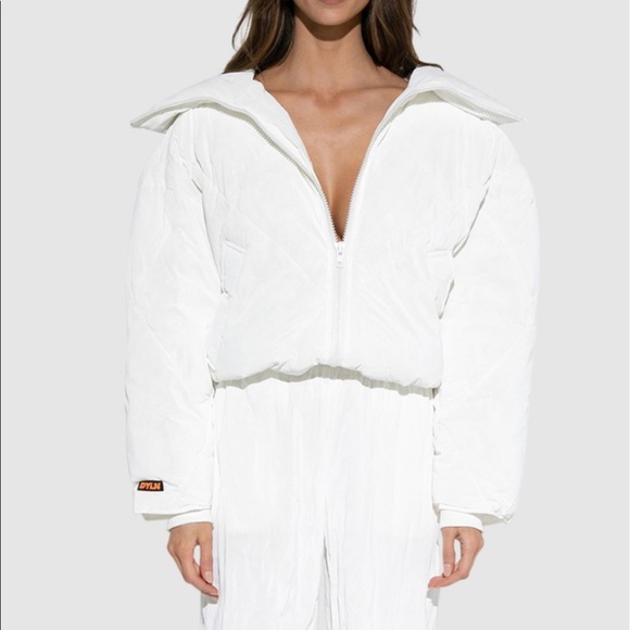 BY DYLN MILEY WHIT PUFFER BOMBER JACKET COAT CROPPED OVERSIZED TEDDY SIZE XS - Picture 4 of 7